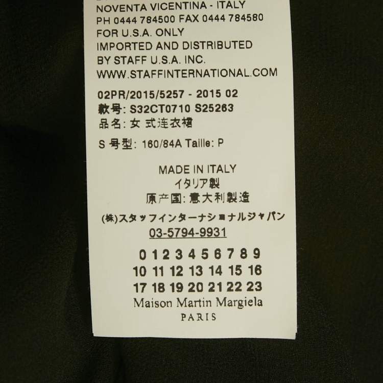 Pre Owned MM6 Maison Margiela Green/Black Cotton and Chiffon Midi Dress S