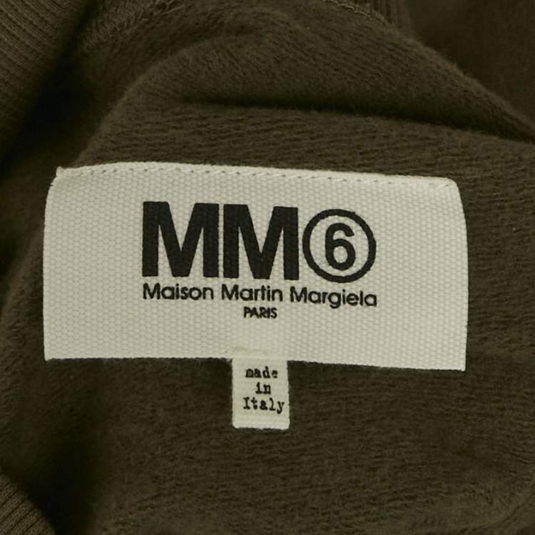 Pre Owned MM6 Maison Margiela Green/Black Cotton and Chiffon Midi Dress S