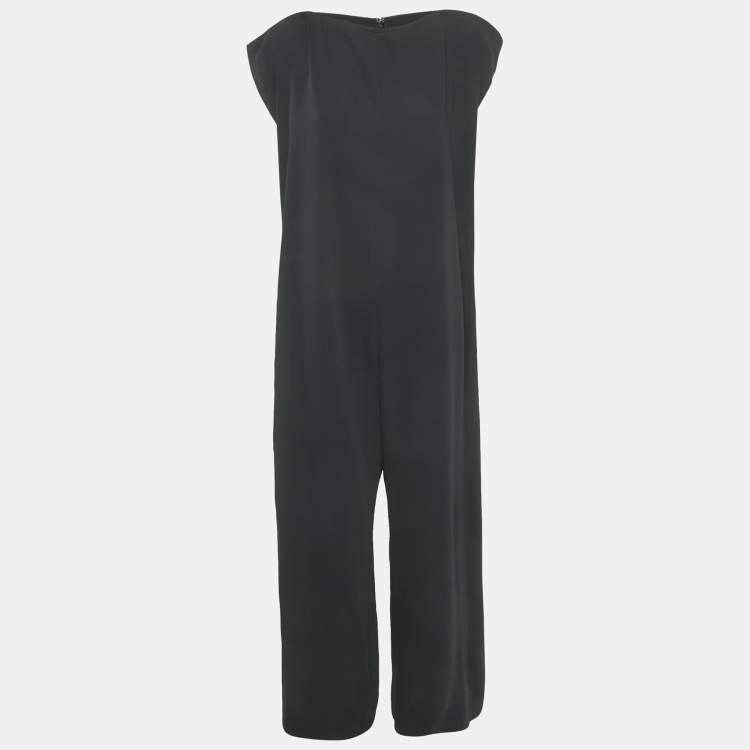 Pre Owned MM6 Maison Margiela Black Chiffon Wired Neck Detail Jumpsuit M