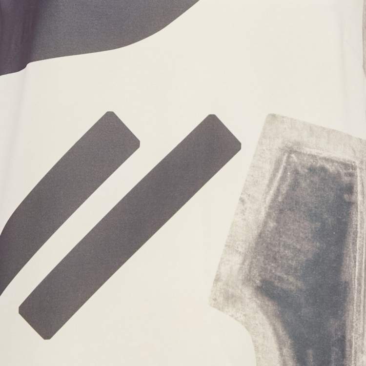 Pre Owned MM6 Maison Margiela Grey Printed Crepe Shift Dress M