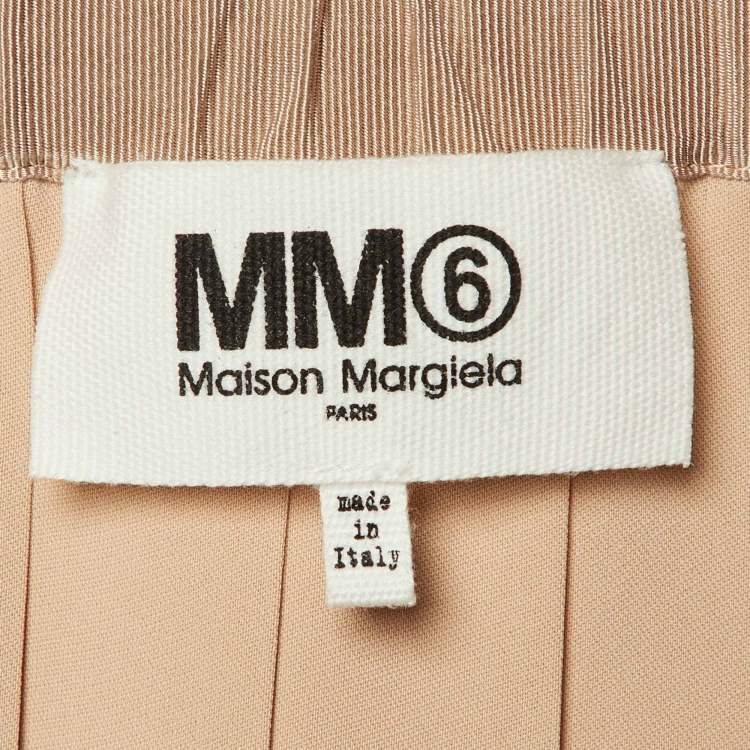 Pre Owned MM6 Maison Margiela Beige/Black Crepe Pleated Midi Skirt M