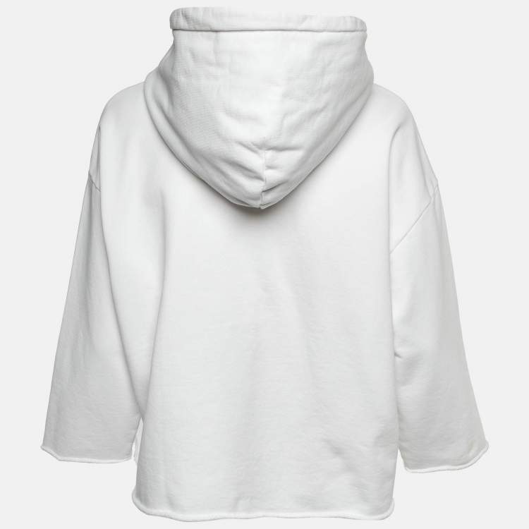 Pre Owned MM6 Maison Margiela White Logo Print Cotton Hoodie S