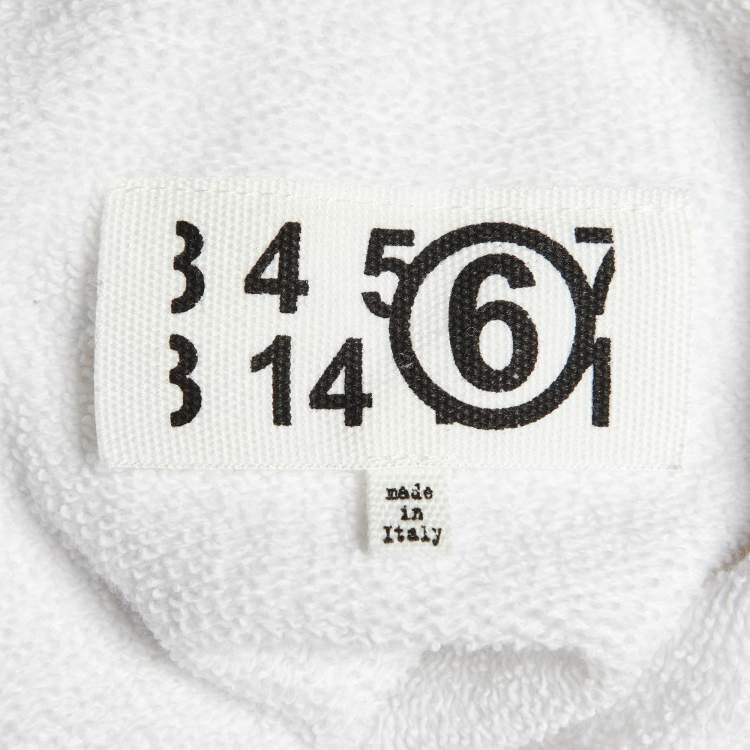 Pre Owned MM6 Maison Margiela White Logo Print Cotton Hoodie S
