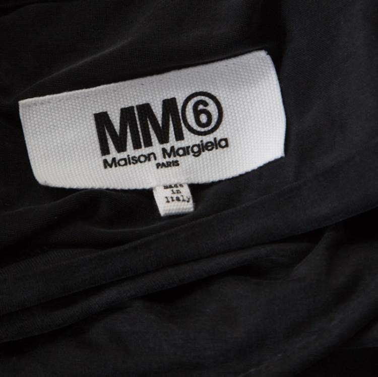 Pre Owned MM6 Maison Margiela Black Mesh Panel Overlay Oversized Midi Dress XS