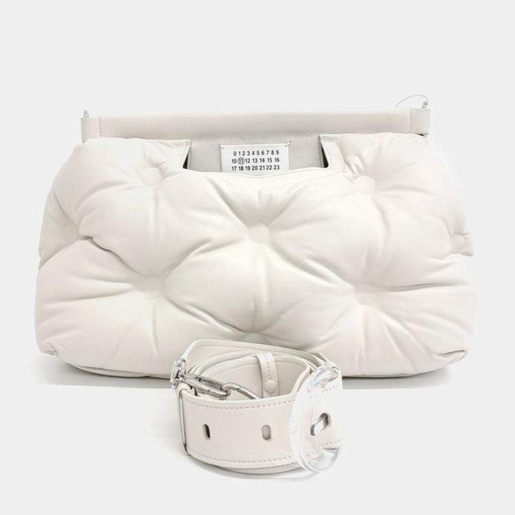 Pre Owned MM6 Maison Margiela White Leather Glam Slamback Medium