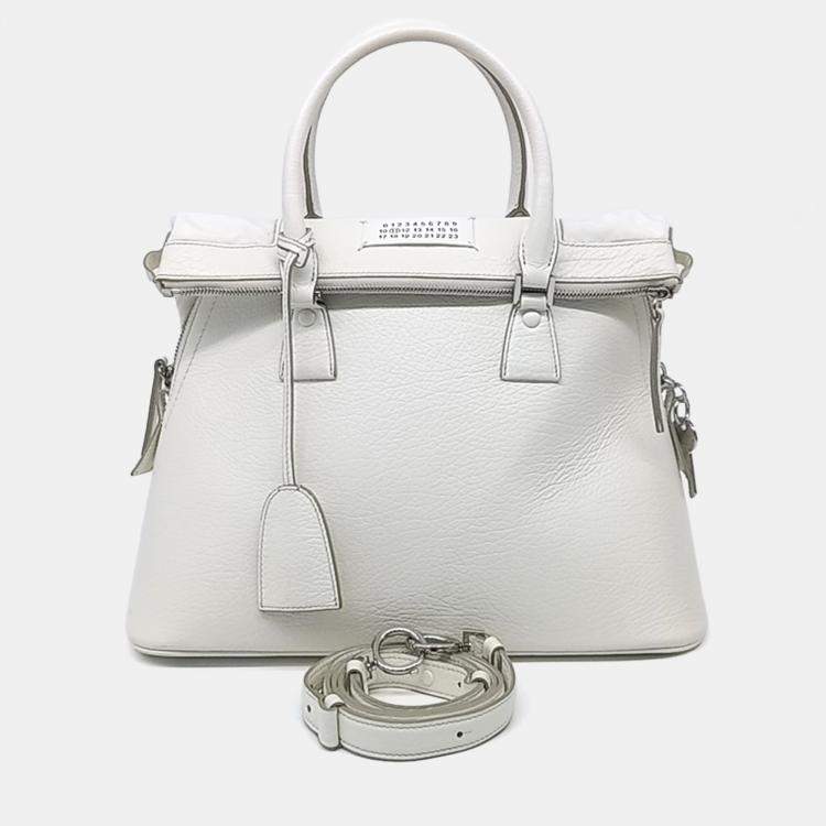 Pre Owned MM6 Maison Margiela White Leather 5AC bag medium