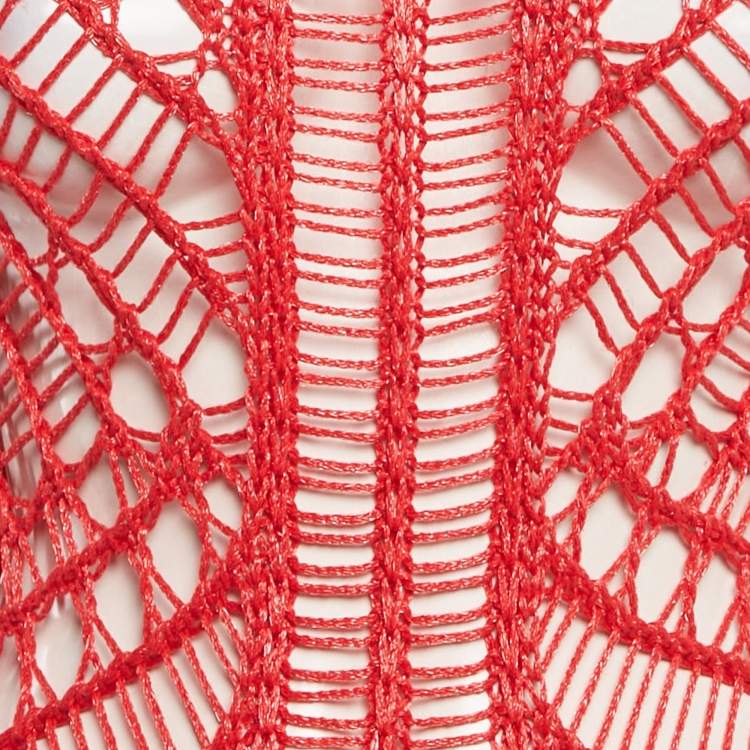 Pre Owned Moeva Red Crochet Sleeveless Mini Maggie Dress M