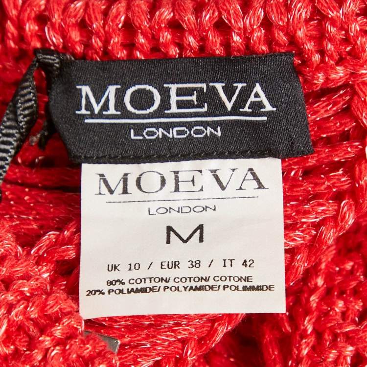 Pre Owned Moeva Red Crochet Sleeveless Mini Maggie Dress M
