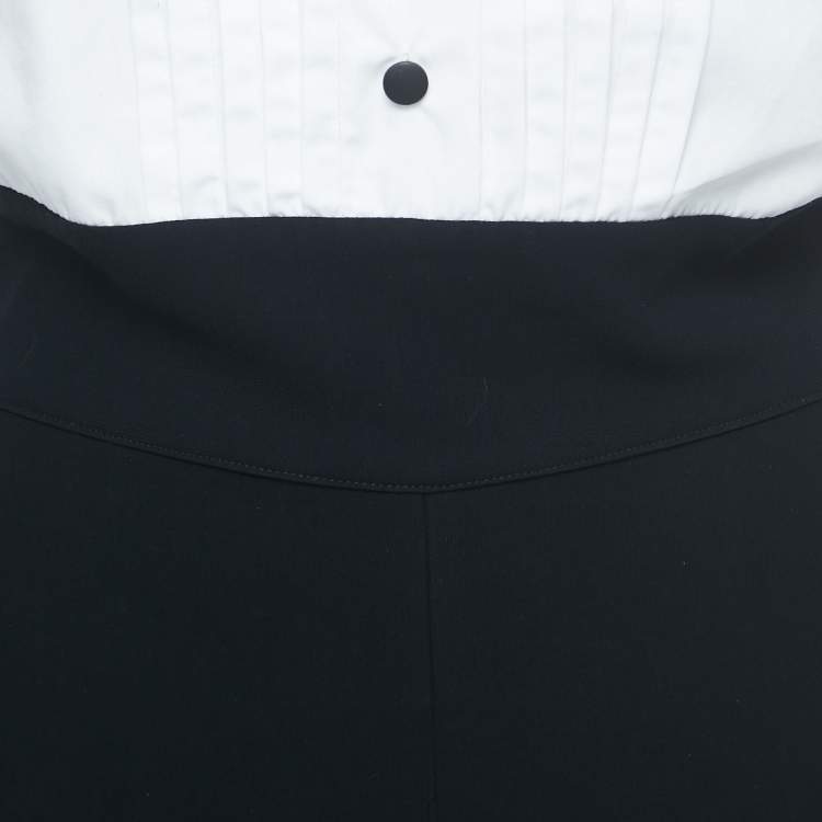 Pre Owned Mojo Collection Black/White Crepe Halter Neck Jumpsuit S