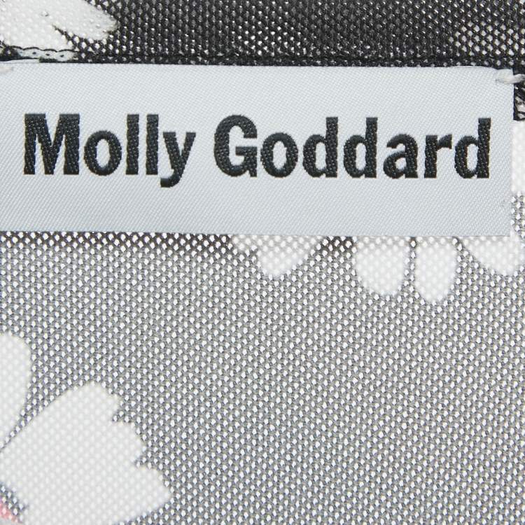 Pre Owned Molly Goddard Black Floral Print Stretch Knit Sheer Top M