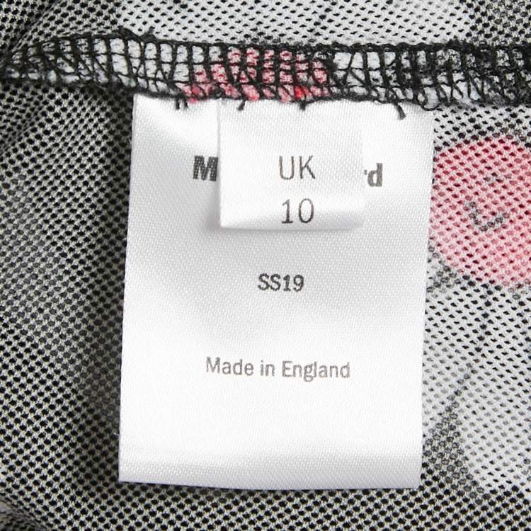 Pre Owned Molly Goddard Black Floral Print Stretch Knit Sheer Top M