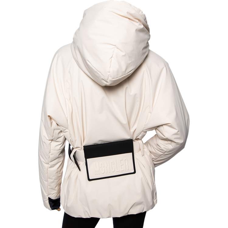 Pre Owned Moncler Grenoble Cream Synthetic Padded Down Belted Jacket M