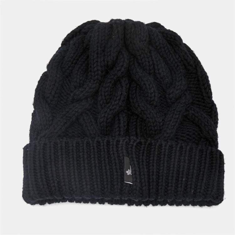 Pre Owned Moncler Grenoble Black Wool Knit Beanie