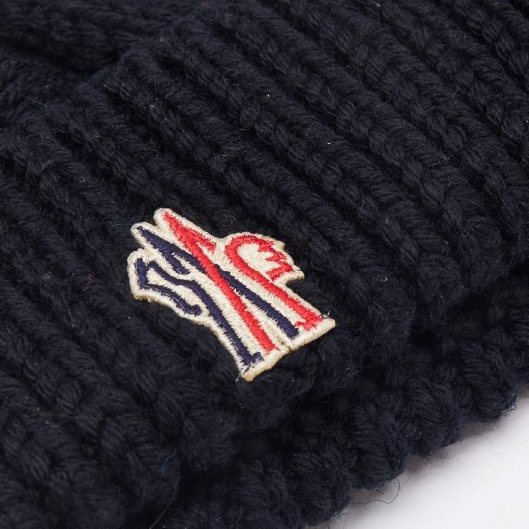 Pre Owned Moncler Grenoble Black Wool Knit Beanie