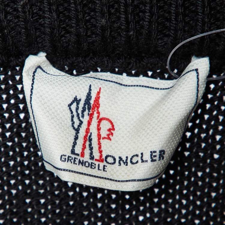 Pre Owned Moncler Grenoble Black Smocked Nylon and Wool Knit Evening Jacket S