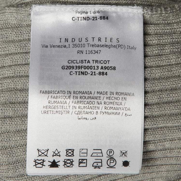 Pre Owned Moncler Grey Wool Rib Knit Ciclista Turtle Neck Sweater L