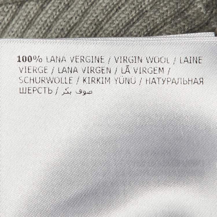 Pre Owned Moncler Grey Wool Rib Knit Ciclista Turtle Neck Sweater L