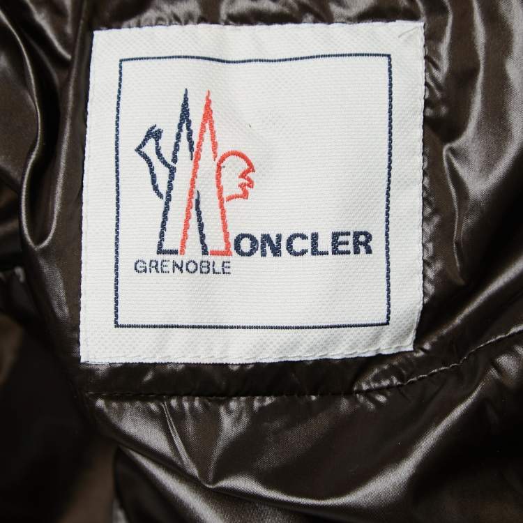 Pre Owned Moncler Grenoble  Burgundy Quilted Fur Detail Hooded Bever Jacket S