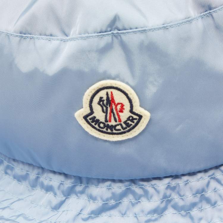 Pre Owned Moncler Blue Logo Applique Nylon Bucket Hat M