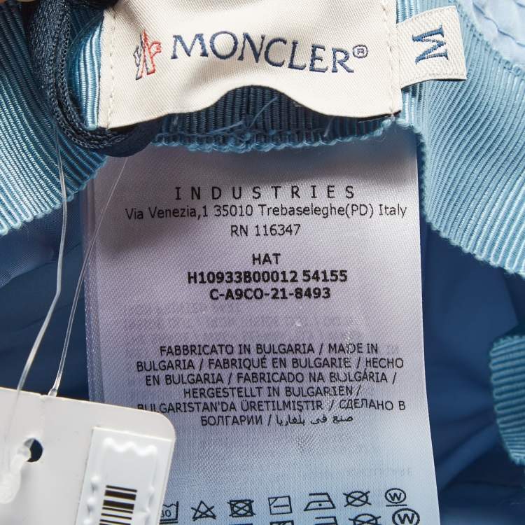 Pre Owned Moncler Blue Logo Applique Nylon Bucket Hat M
