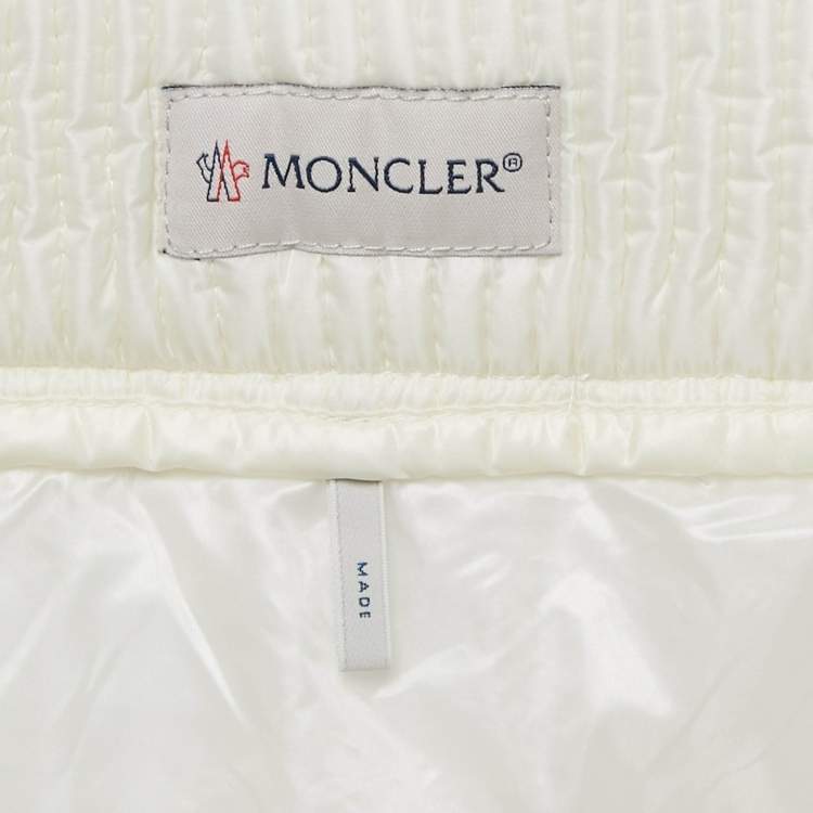 Pre Owned Moncler White Nylon Quilted Mini Skirt S