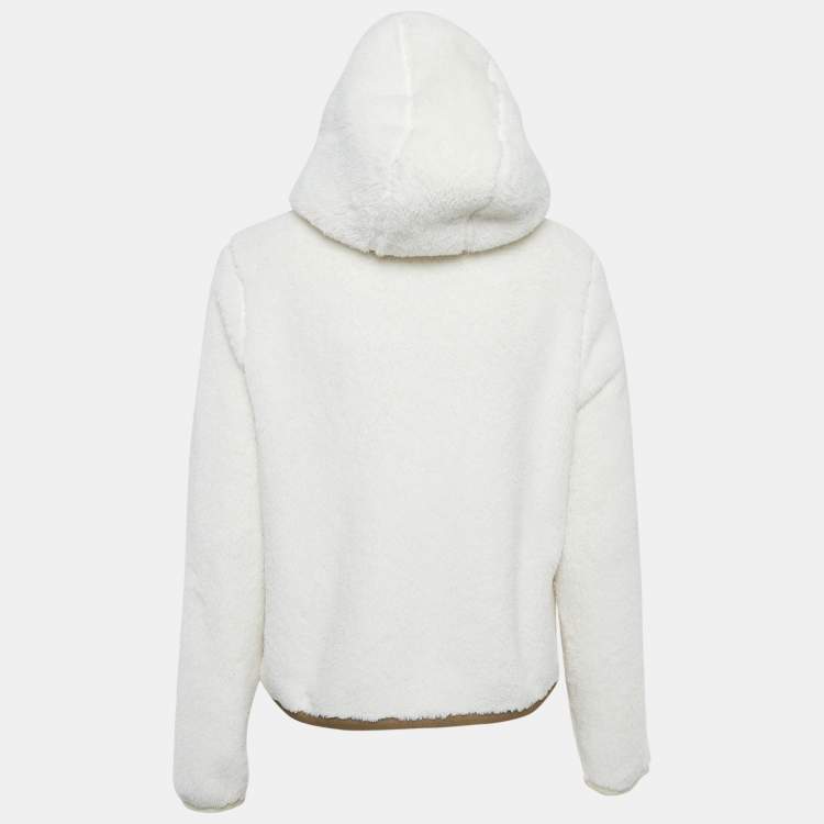 Pre Owned Moncler Grenoble Ivory Faux Shearling Down Maglia Cardigan Jacket L