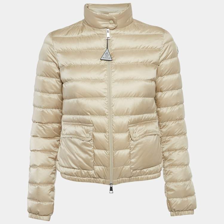 Pre Owned Moncler Beige Nylon Padded Lans Down Jacket XS