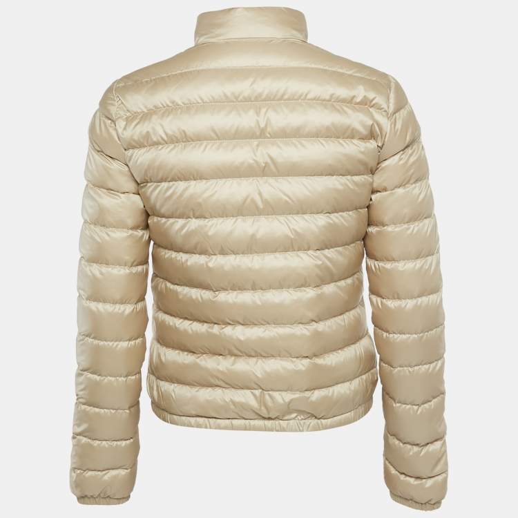 Pre Owned Moncler Beige Nylon Padded Lans Down Jacket XS