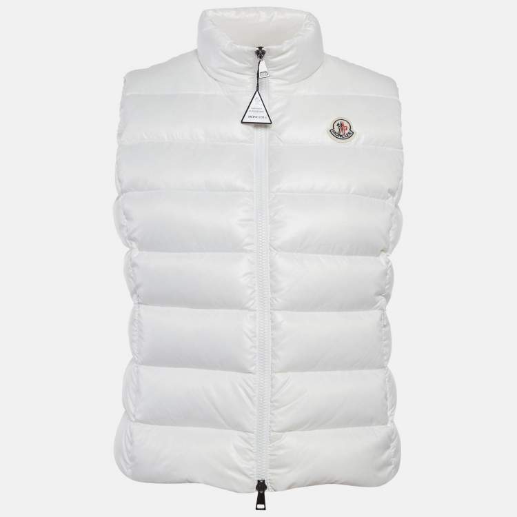 Pre Owned Moncler White Nylon Ghany Down Gilet M