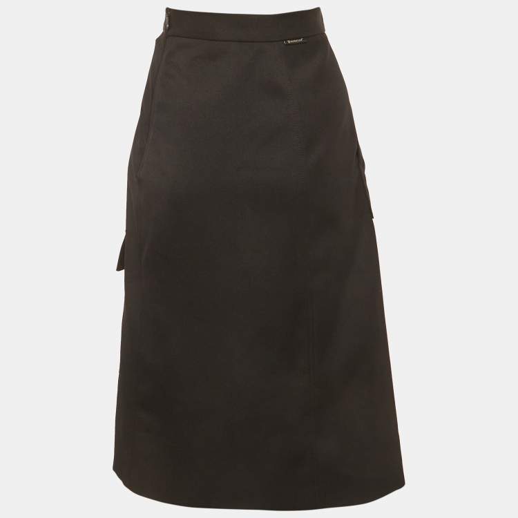 Pre Owned Moncler Black Gabardine Pencil Skirt L