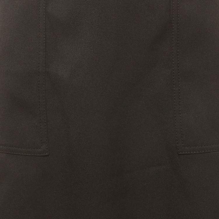 Pre Owned Moncler Black Gabardine Pencil Skirt L