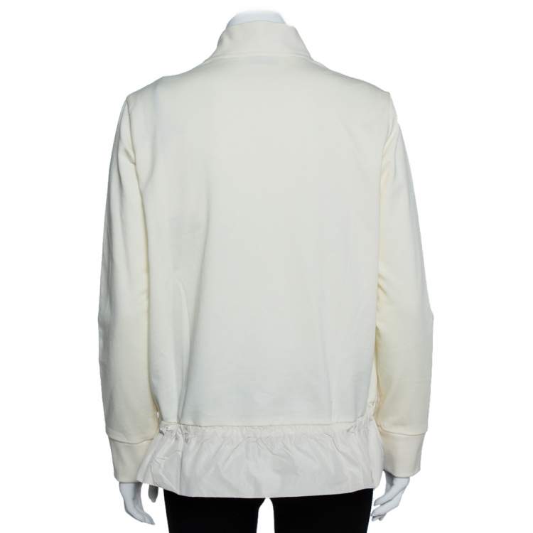 Pre Owned Moncler Cream White Nylon Maglia Puffer Jacket L