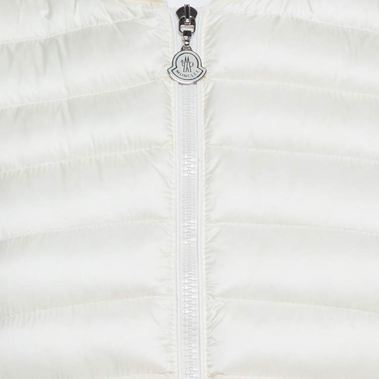 Pre Owned Moncler Cream White Nylon Maglia Puffer Jacket L