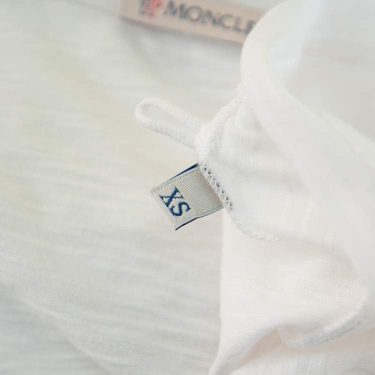 Pre Owned Moncler White Cotton Scoop Neck T-Shirt XS