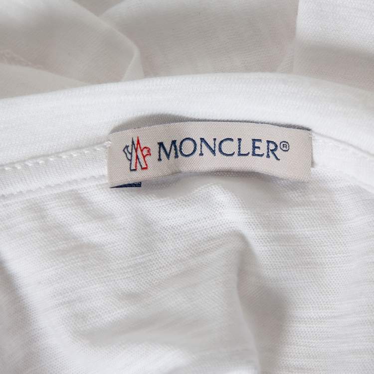 Pre Owned Moncler White Cotton Scoop Neck T-Shirt XS