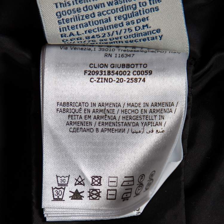 Pre Owned Moncler Black Synthetic Fur Lined Hood Detail Belted Down Jacket L
