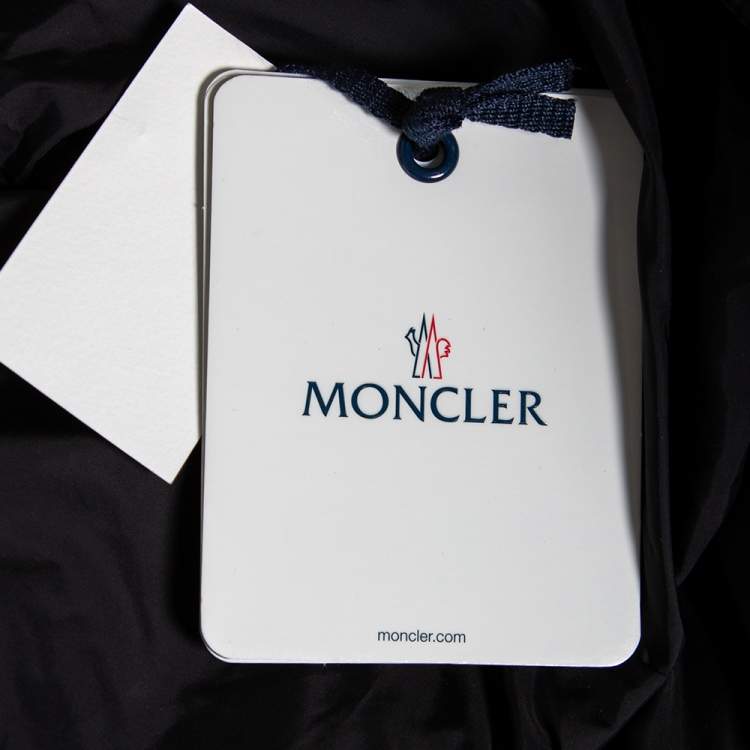 Pre Owned Moncler Black Synthetic Fur Lined Hood Detail Belted Down Jacket L