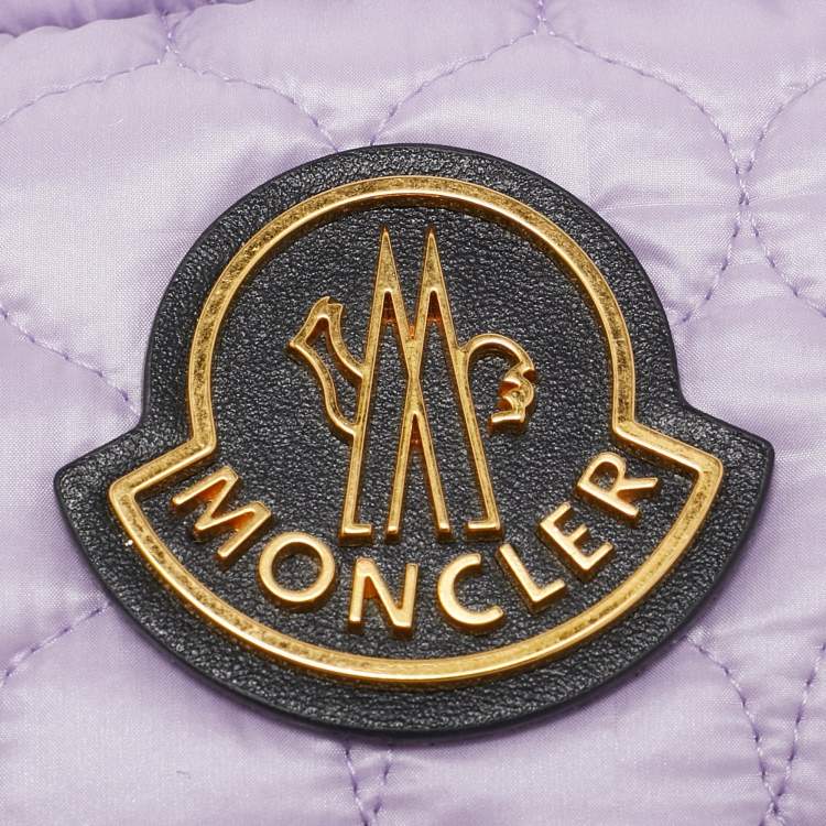 Pre Owned Moncler Lavender/Black Quilted Nylon and Leather Felicie Belt Bag