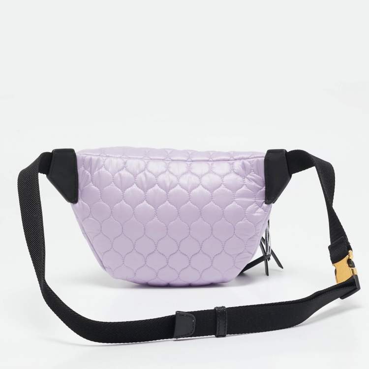 Pre Owned Moncler Lavender/Black Quilted Nylon and Leather Felicie Belt Bag