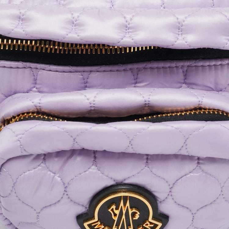 Pre Owned Moncler Lavender/Black Quilted Nylon and Leather Felicie Belt Bag