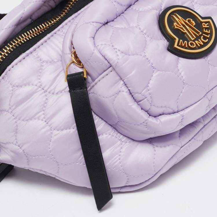 Pre Owned Moncler Lavender/Black Quilted Nylon and Leather Felicie Belt Bag