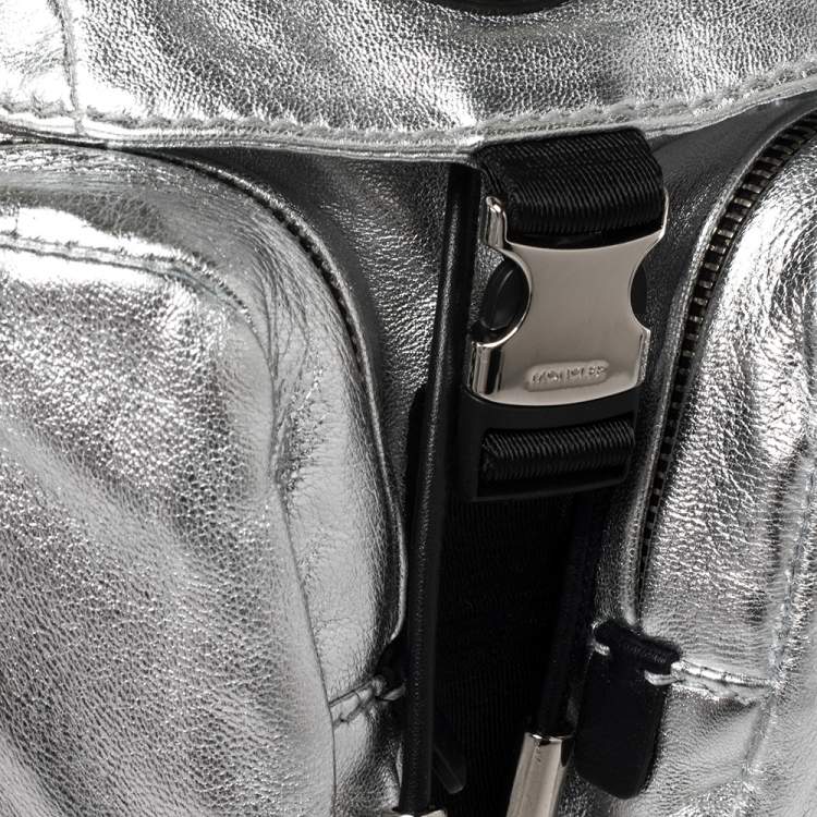 Pre Owned Moncler Silver Leather Mini Dauphine Backpack