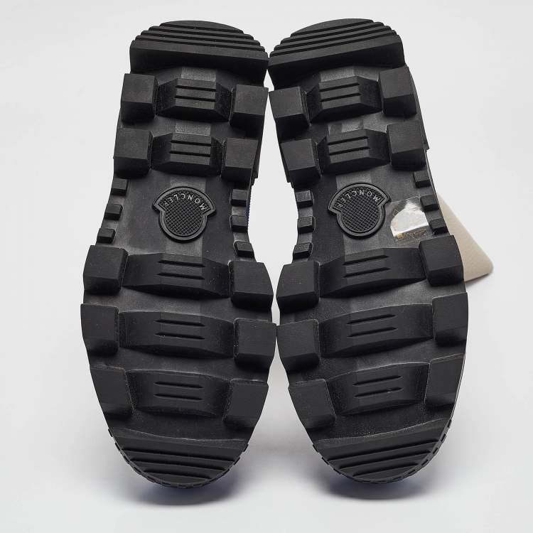 Pre Owned Moncler Grey Fabric and Leather Snow Boots Size 38