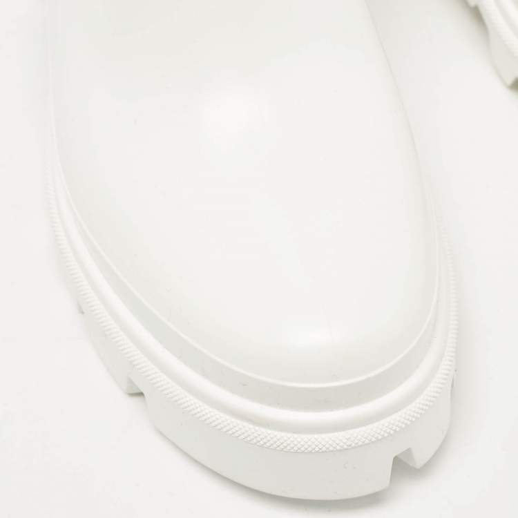 Pre Owned Moncler White Rubber Zip Rain Boots Size 37