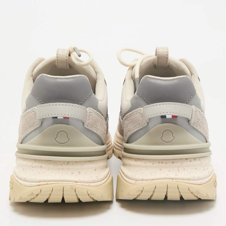 Pre Owned Moncler Grey Leather and Suede Lite Runner Sneakers Size 44