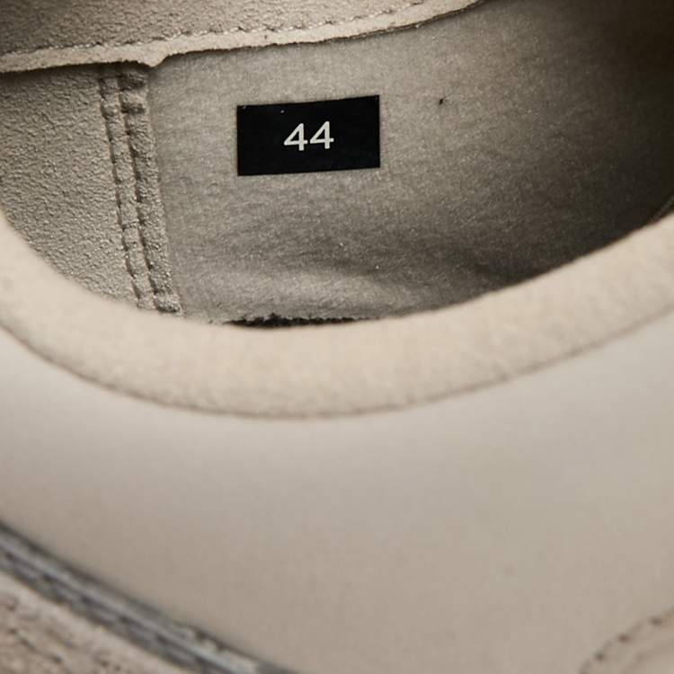 Pre Owned Moncler Grey Leather and Suede Lite Runner Sneakers Size 44