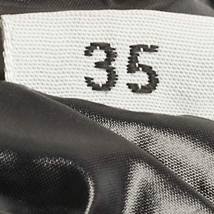 Pre Owned Moncler Black Nylon and Leather Insoluxe Mid Calf Snow Boots Size 35