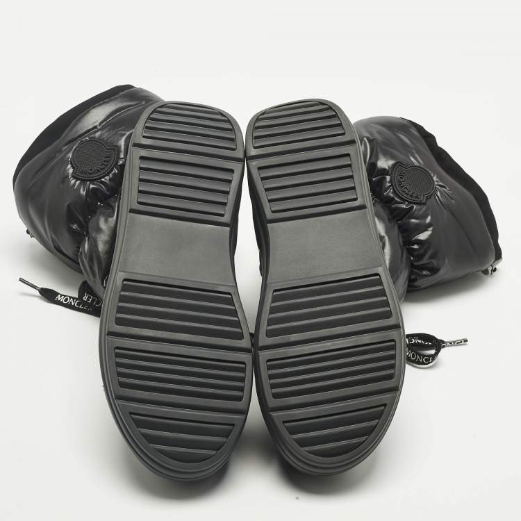 Pre Owned Moncler Black Nylon and Leather Insoluxe Mid Calf Snow Boots Size 35