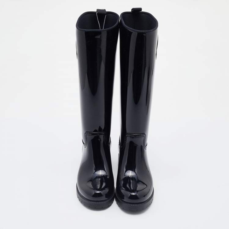 Pre Owned Moncler Black Rubber Ginger Rain Boots Size 36