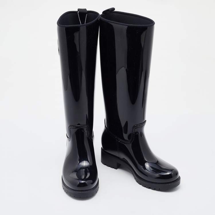 Pre Owned Moncler Black Rubber Ginger Rain Boots Size 36